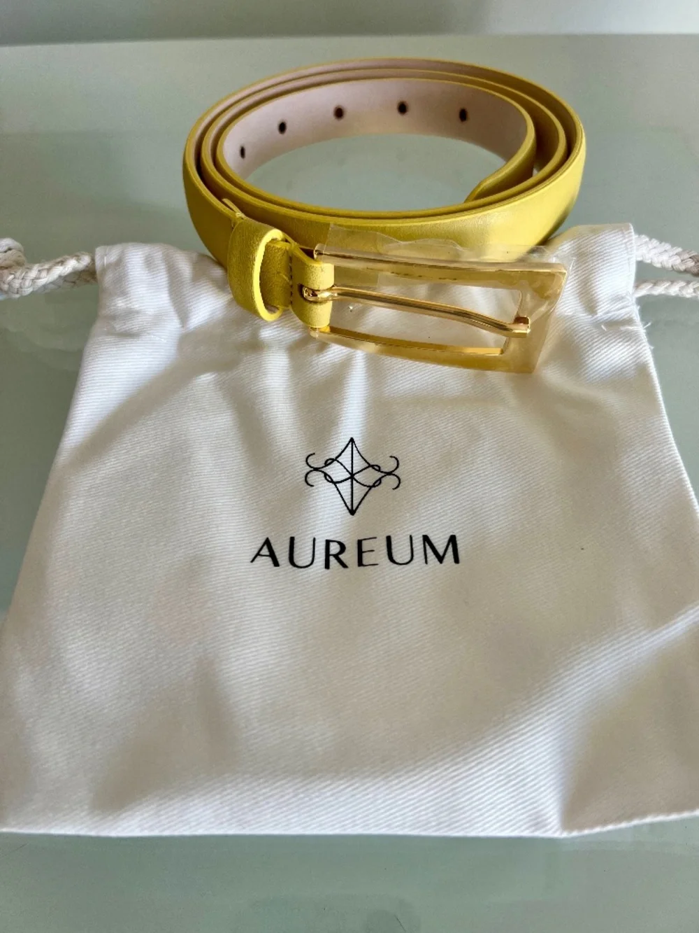 AUREUM Canary Yellow Mini No.10 Belt Leather Belt